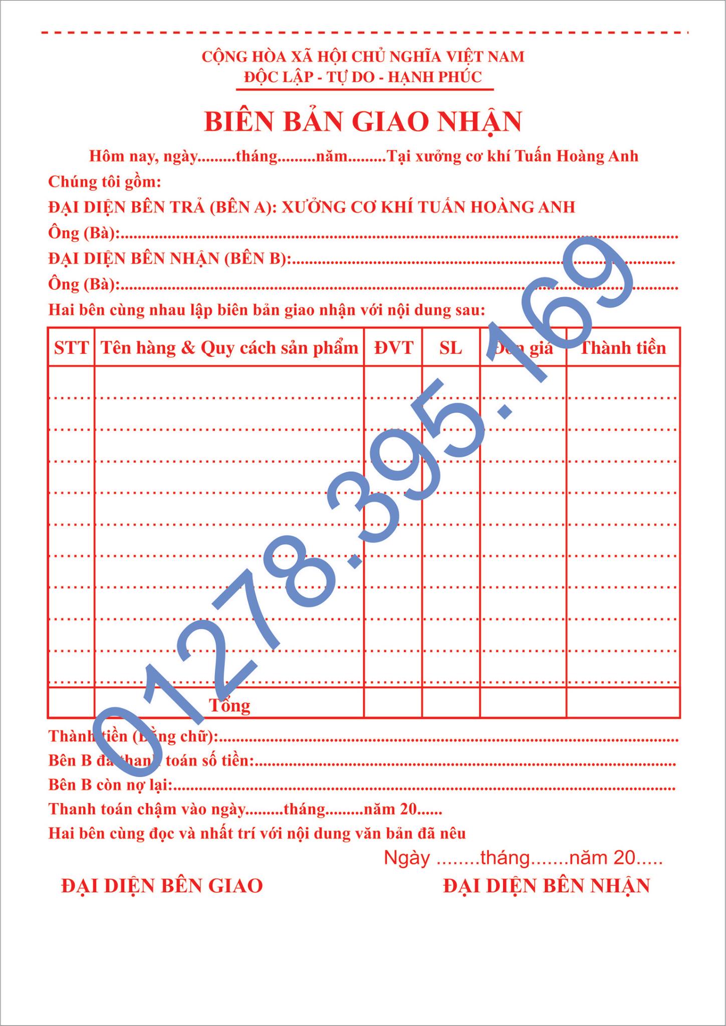 bien ban giao nhan Tuan Hoang Anh